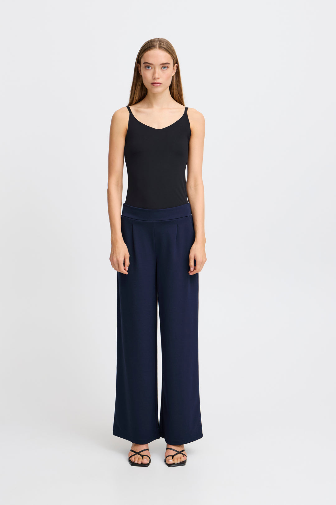 Kate Wide Leg Long Trousers Maritime Blue