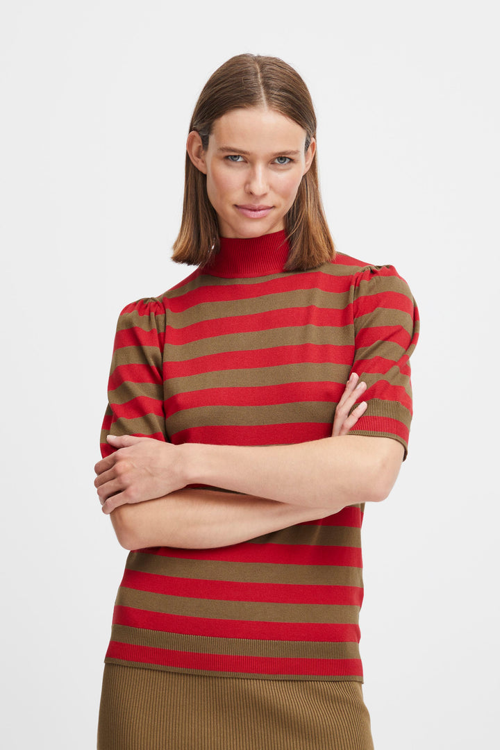 Morla Puff Sleeve Jumper Red Mix