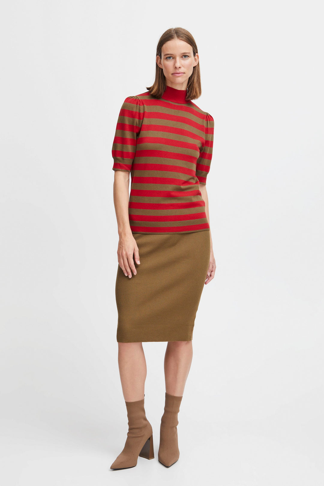 Morla Puff Sleeve Jumper Red Mix