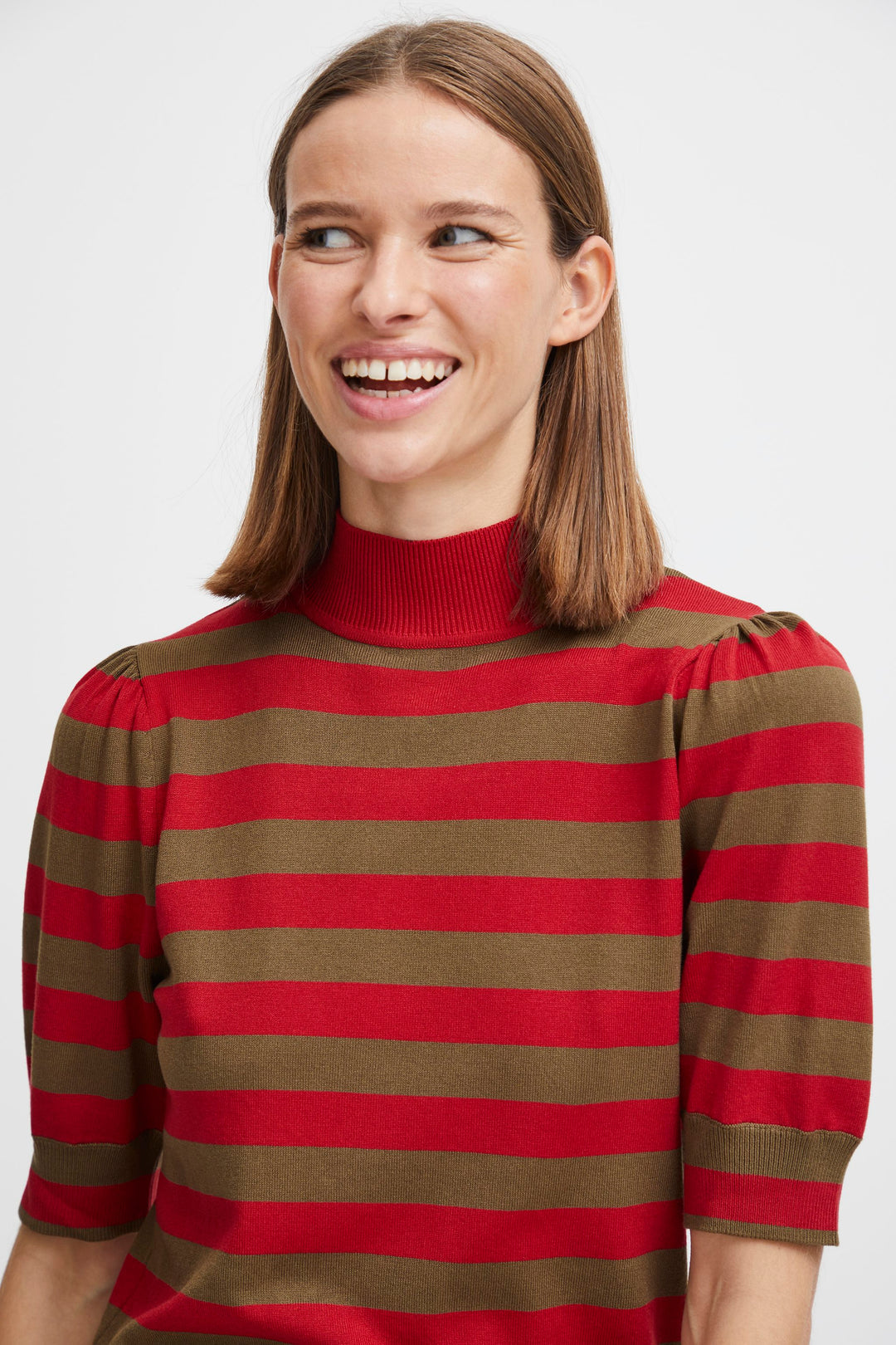 Morla Puff Sleeve Jumper Red Mix